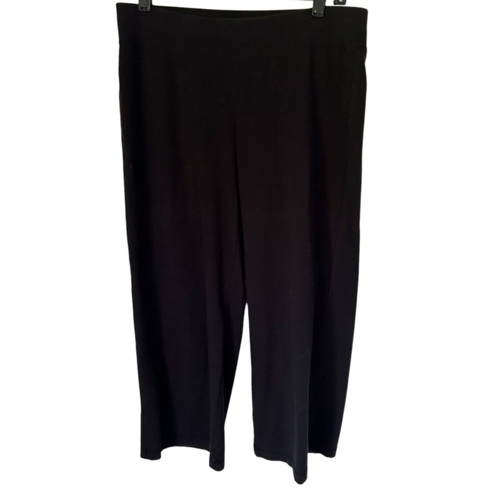 🌷 Eileen Fisher Black Wide Leg Knit Capris Size Medium